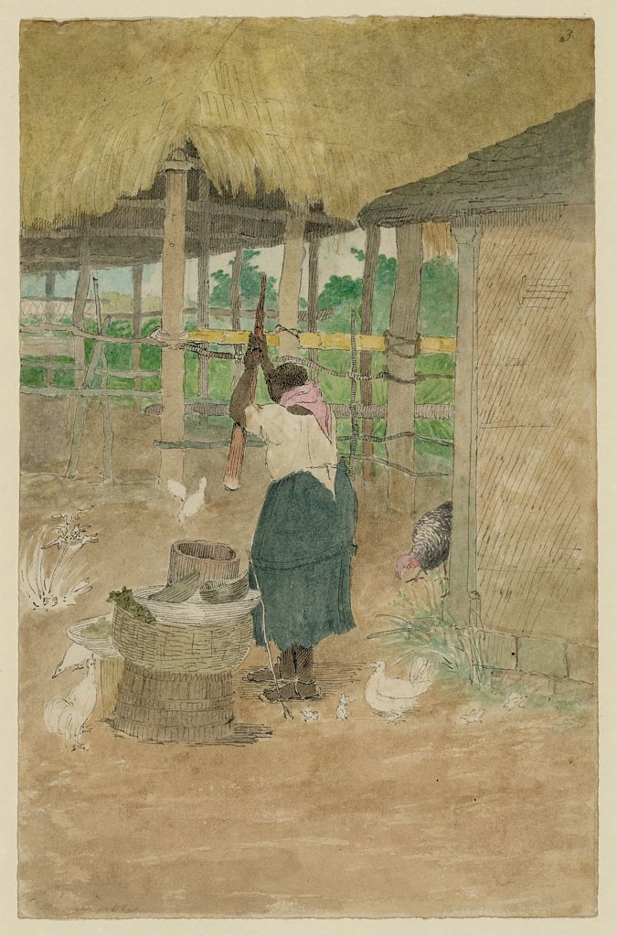 This image is the issue's cover image, a drawing or painting of a black girl churning butter on a farm.