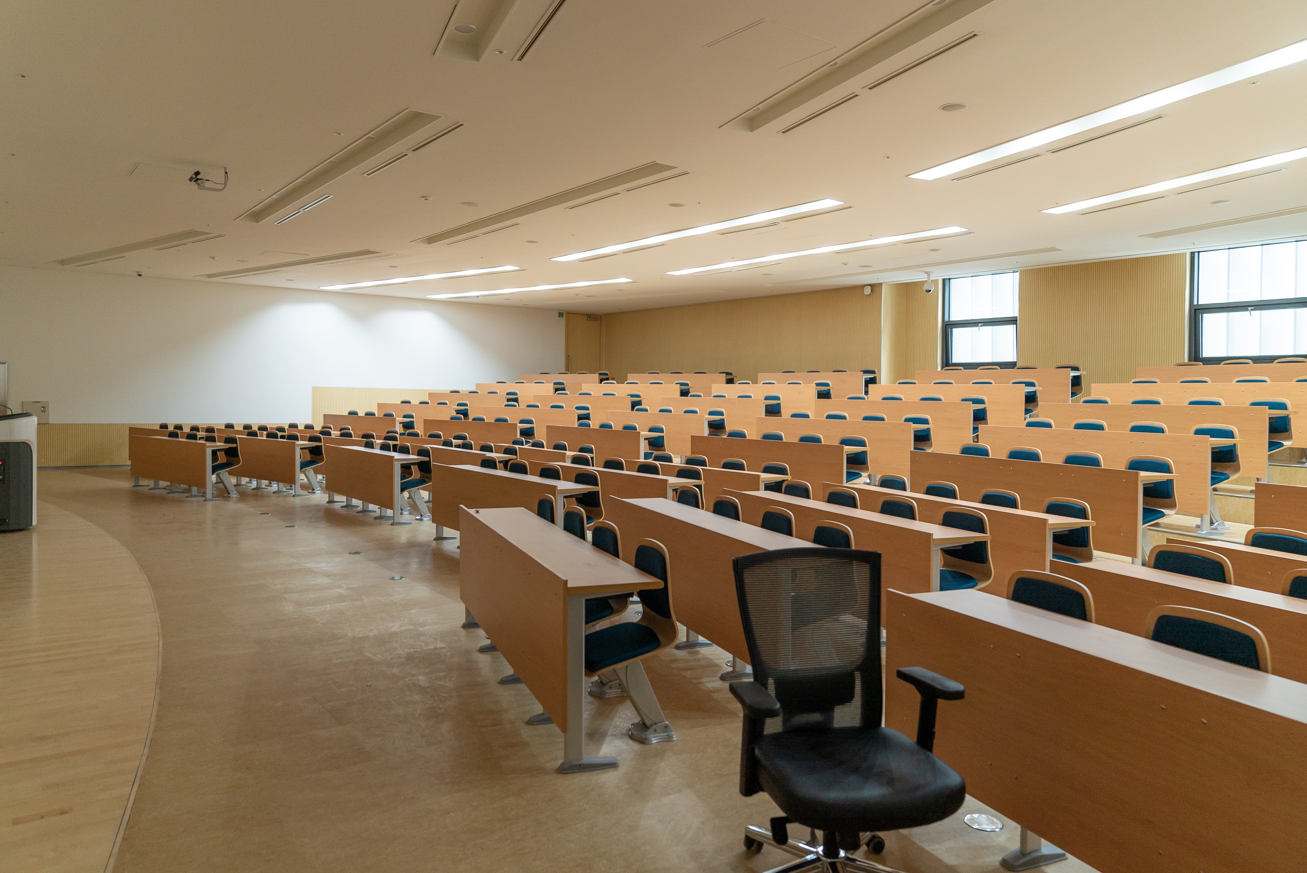 An empty college classroom