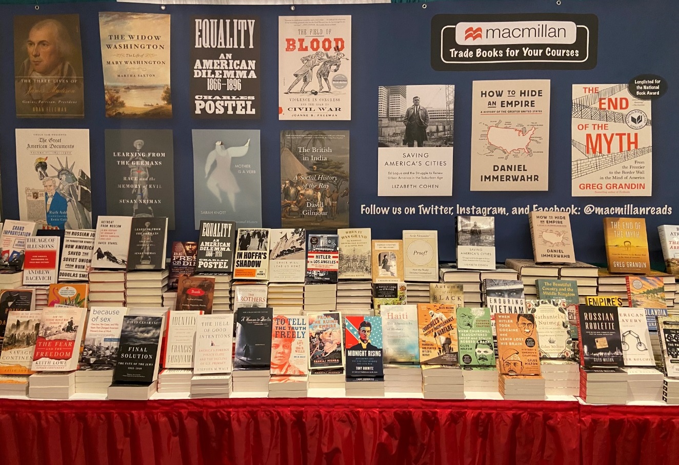 Exhibit booth filled with books