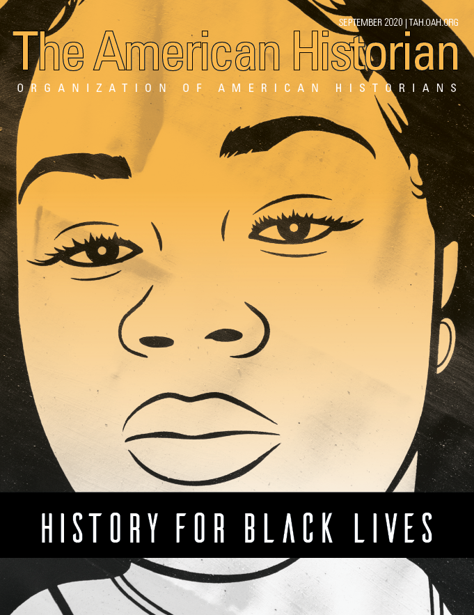 This image is the issue's printed cover. It is a drawn image of a black woman with text super imposed with the title of the magazine at the top and 