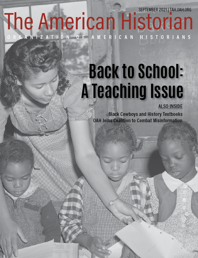 Cover image with link to The American Historian issue for Back to School: A Teaching Issue