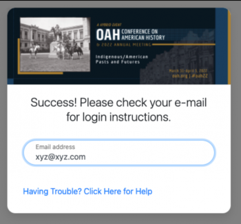 An example of a success notice. "Success! Please check your e-mail for login instructions"