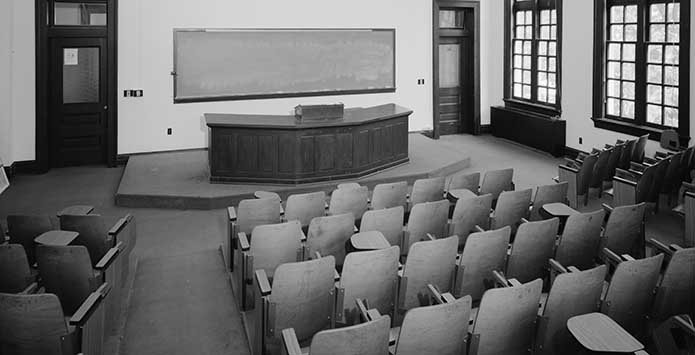 Photograph of an empty classroom