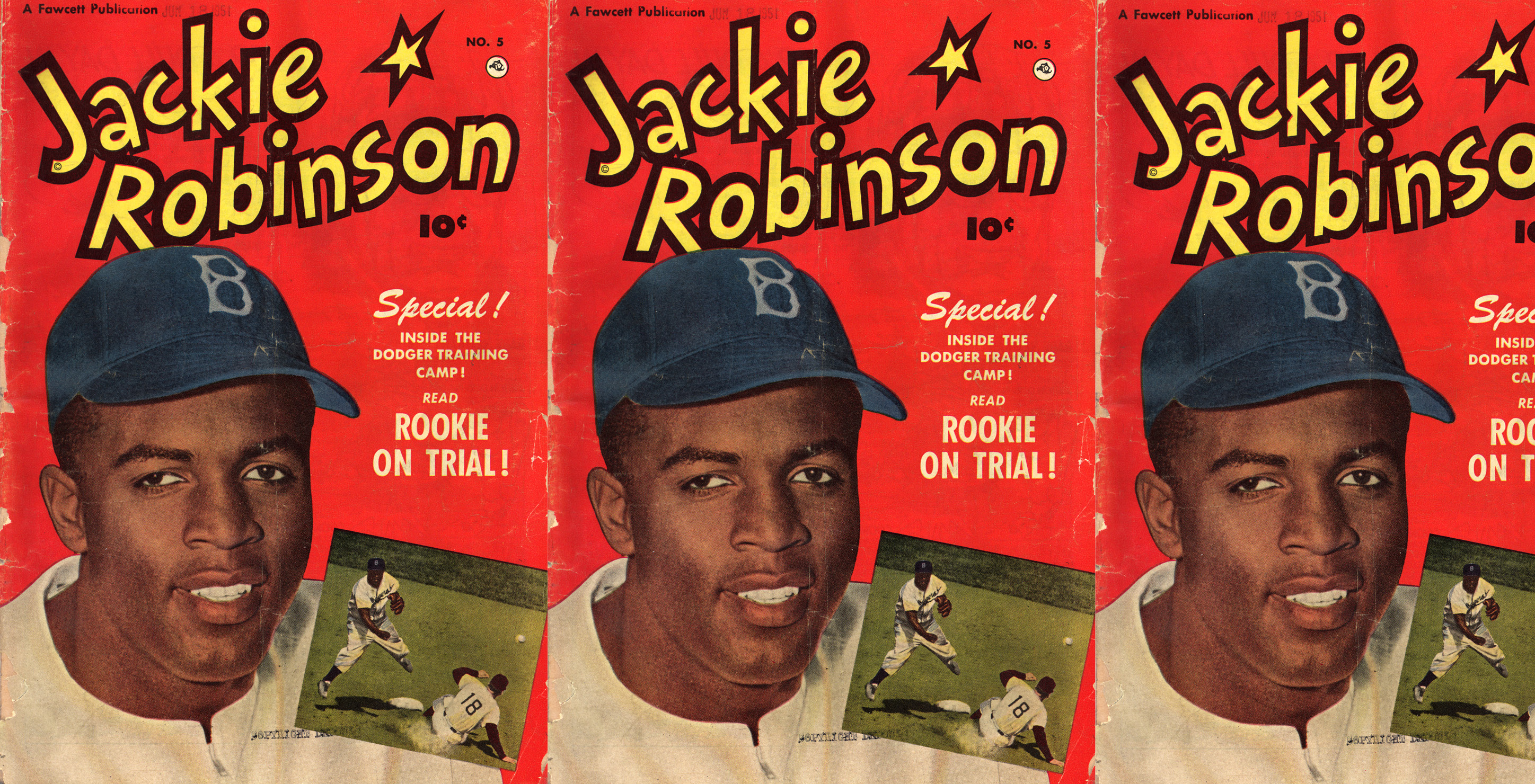 Cover of a magazine featuring the baseball player Jackie Robinson