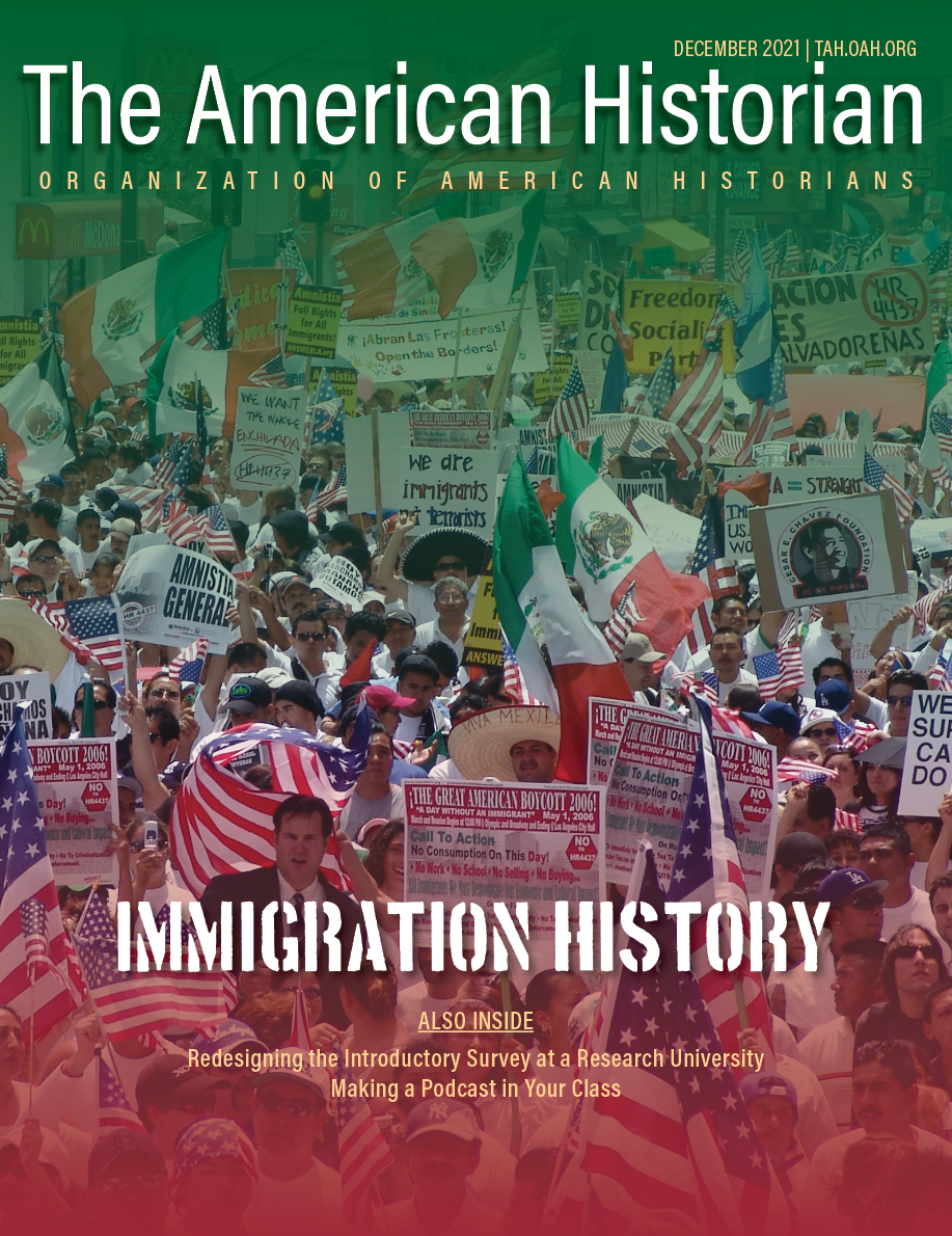 Cover image with link to The American Historian issue for Immigration History