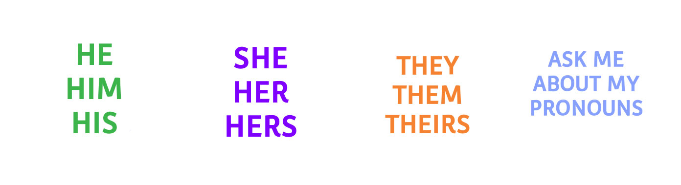 Pronoun stickers: He, Him, His, She Her, Hers, They, Them, Their, Ask Me About My Pronouns